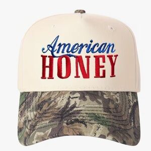 American Honey Trucker Hat with Camo Brim